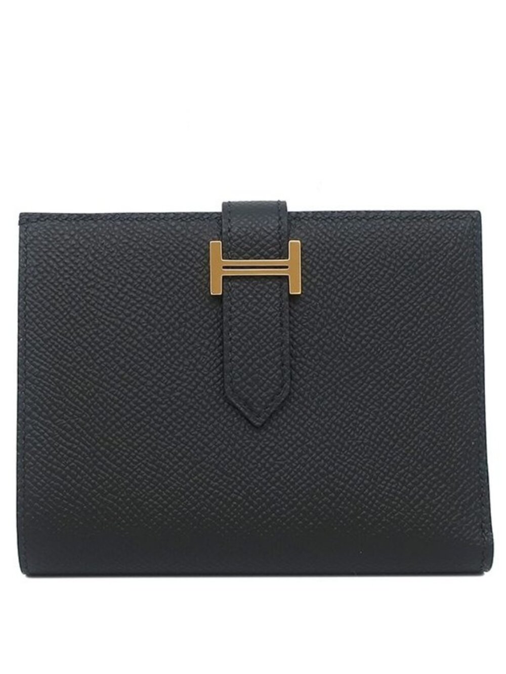 Hermes Bifold Wallet Bearn Compact Veau Epsom Black Gold